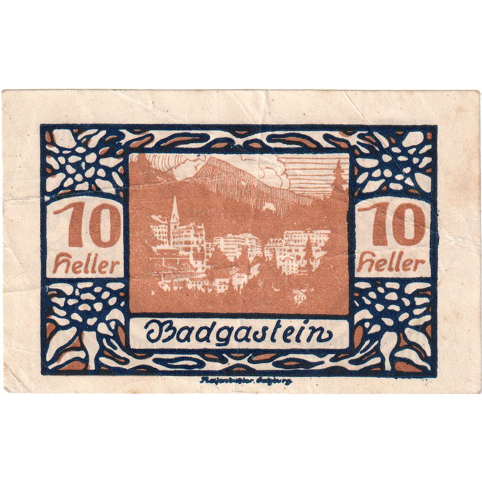 Áustria, Bad Gastein, 10 Heller, 1920-12-31, VF(20-25)