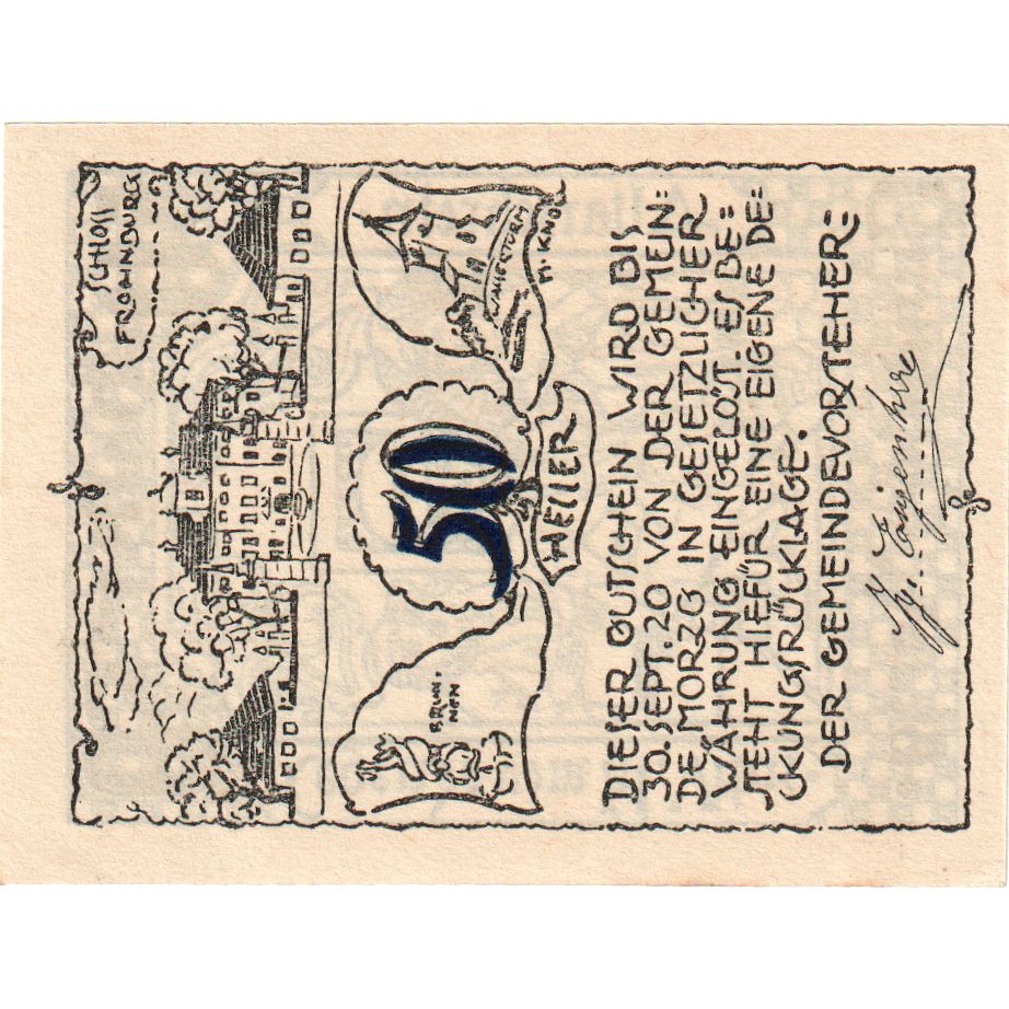 Áustria, Morzg, 50 Heller, 1920-09-30, UNC(63)