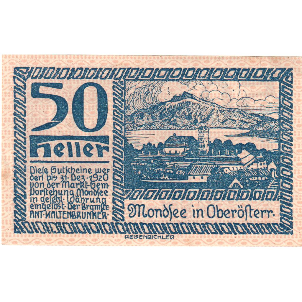 Áustria, Mondsee, 50 Heller, 1920-12-31, UNC(63)