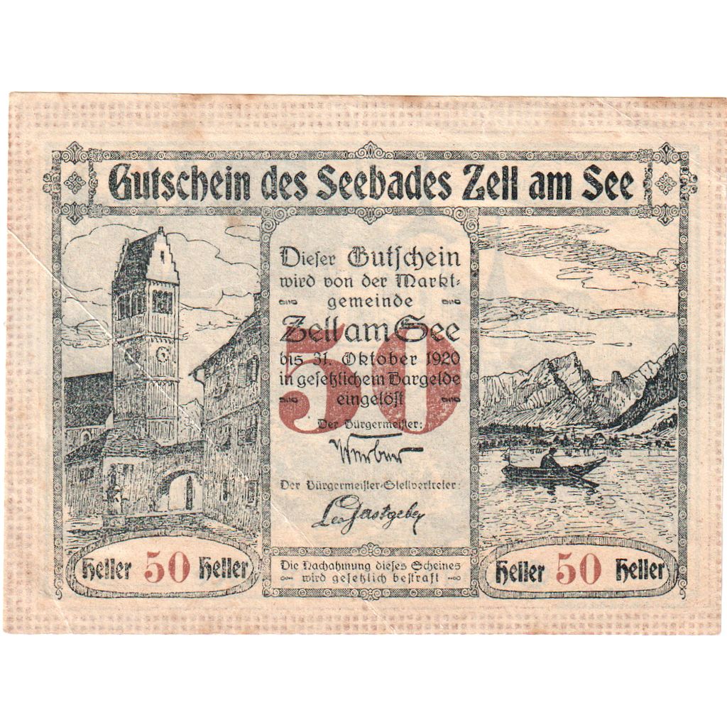 Austria, Zell am See, 50 Heller, 1920-08-31, EF(40-45)