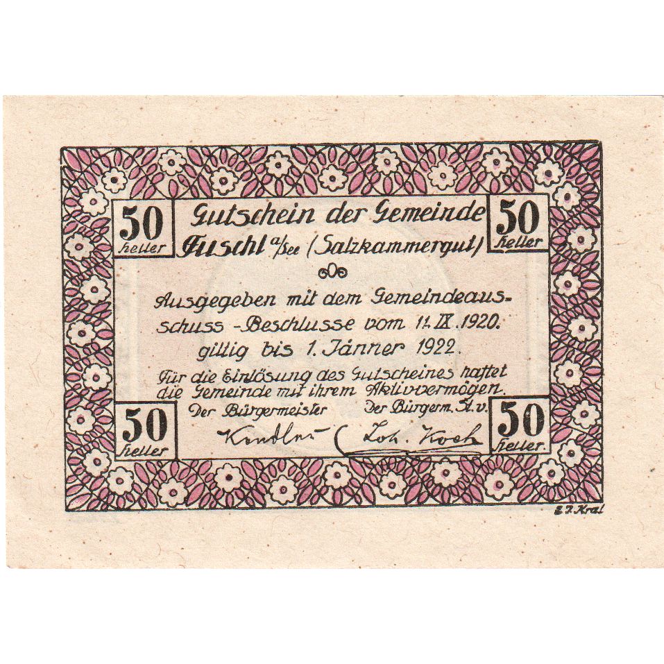 Austria, Fuschl, 50 Heller, 1922-01-01, UNC(63)