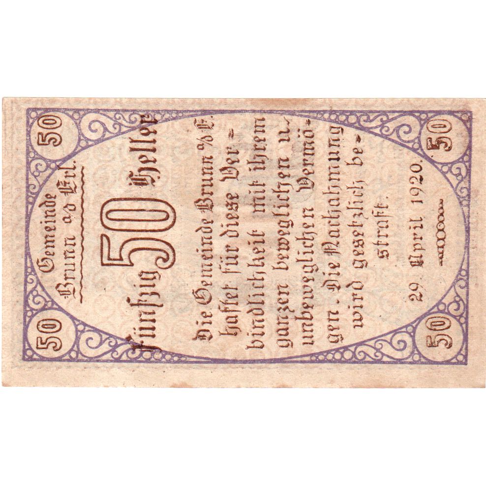 Áustria, Brunn, 50 Heller, 1920-12-31, AU(55-58)