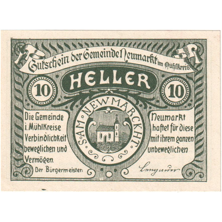 Áustria, Neumarkt, 10 Heller, 1920-09-01, UNC(63)