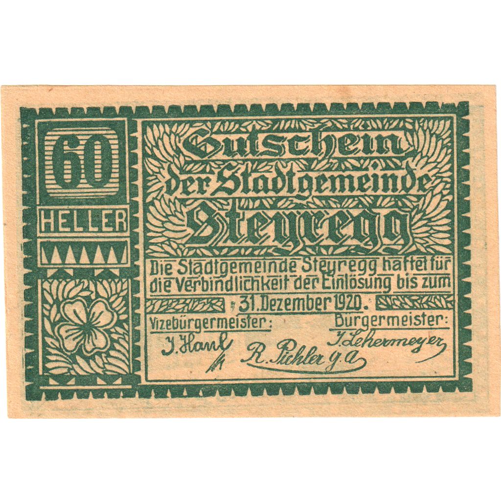 Austria, Steyregg, 60 Heller, 1920-12-31, UNC(63)