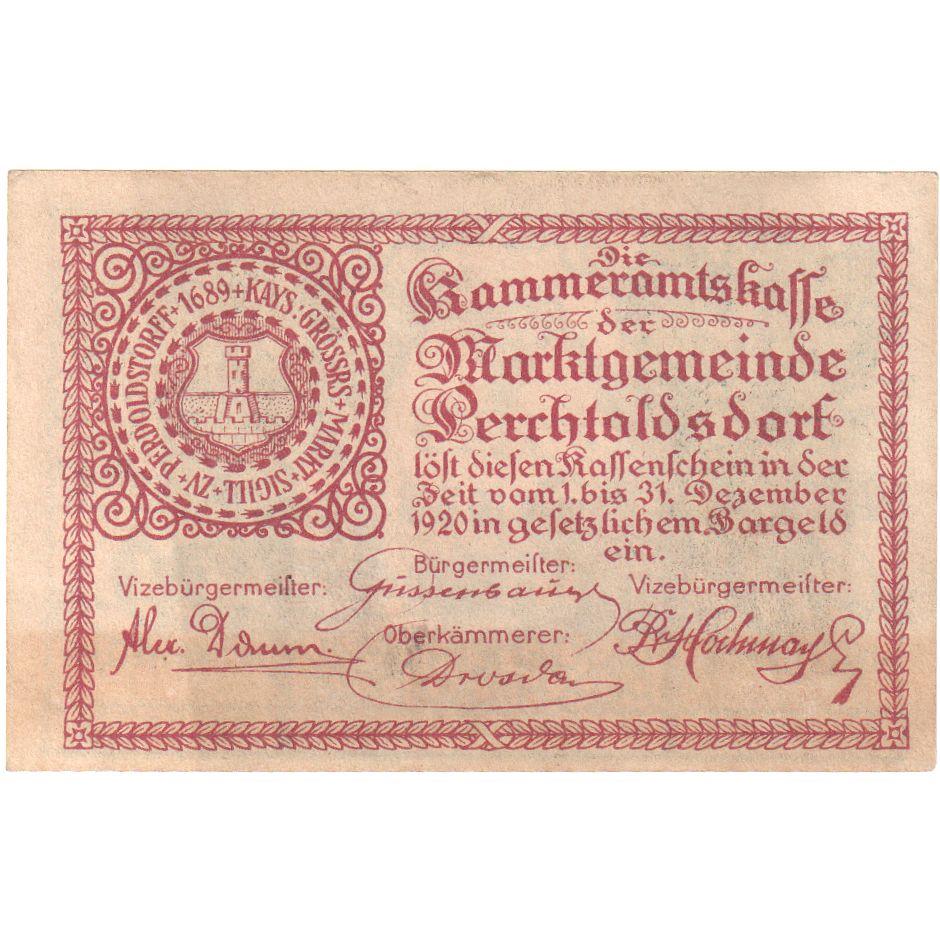 Áustria, Perchtoldsdorf, 20 Heller, 1920-12-31, UNC(63)