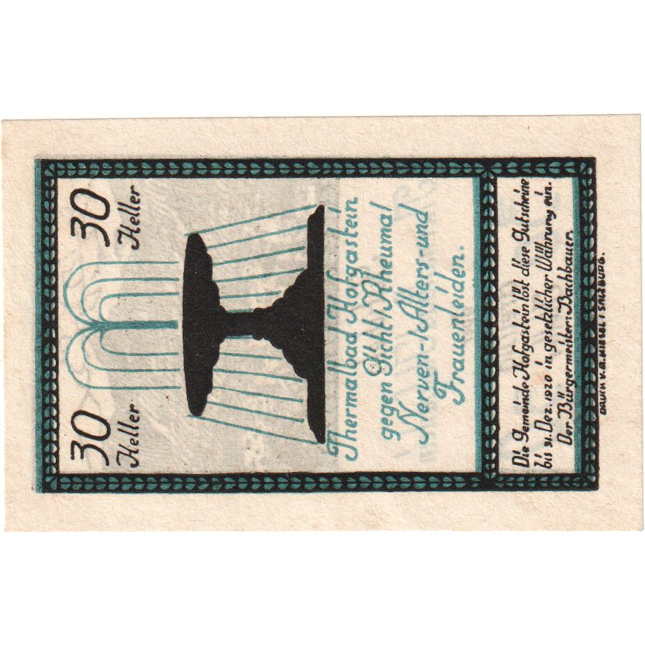 Áustria, Hofgastein, 30 Heller, 1920-12-31, UNC(63)