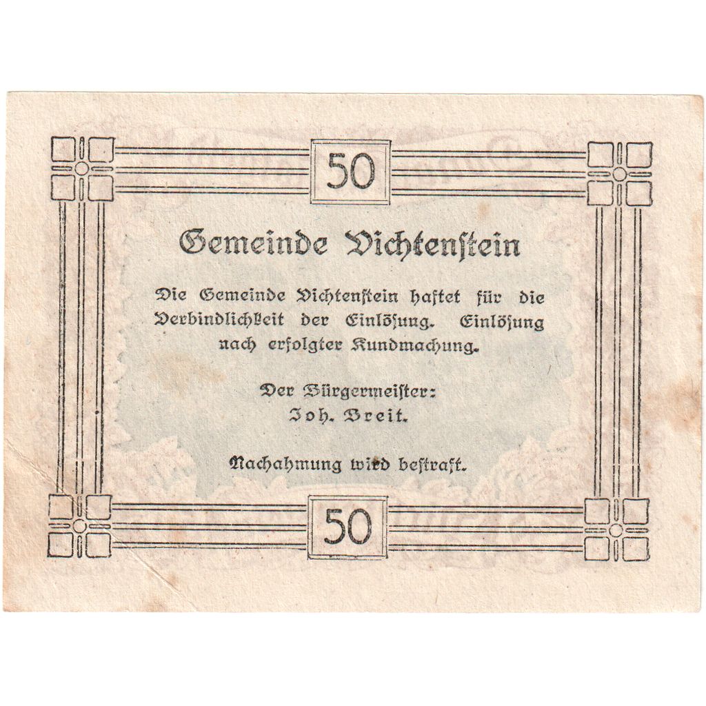 Áustria, Dichtenstein, 50 Heller, EF(40-45)