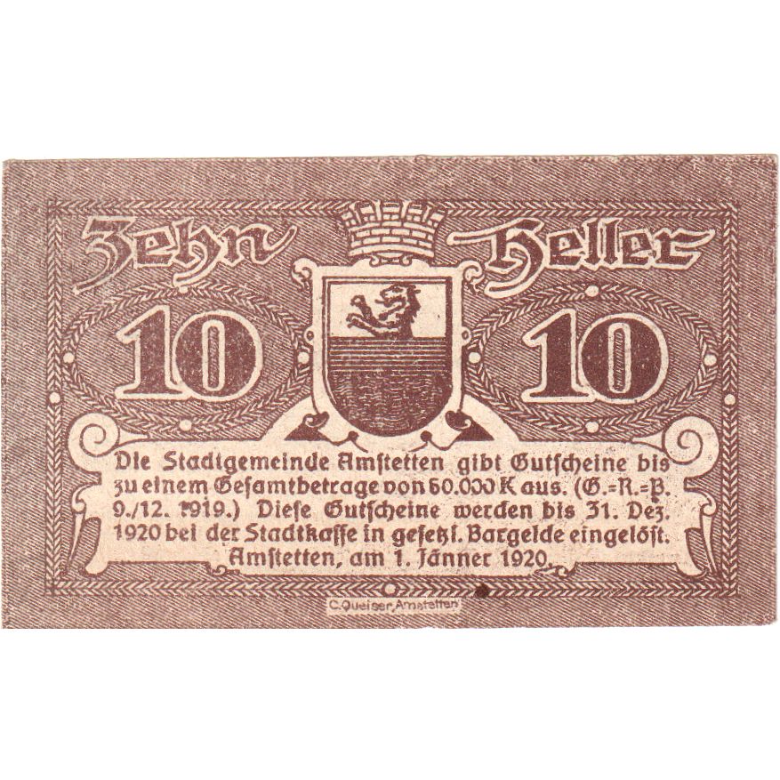 Austria, Amstetten, 10 Heller, 1920-12-31, SC