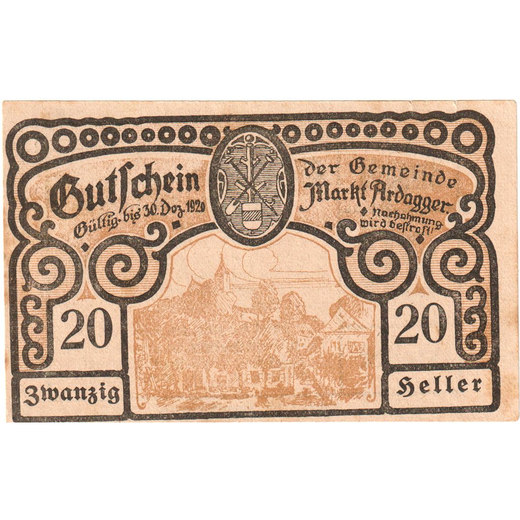 Áustria, Ardagger, 20 Heller, 1920-12-31, EF(40-45)