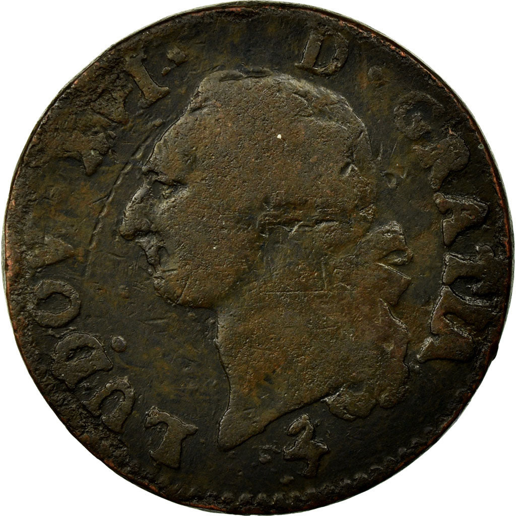 Coin, France, Louis XVI, Sol ou sou, Sol, 1791, Paris, VF(20-25), Copper