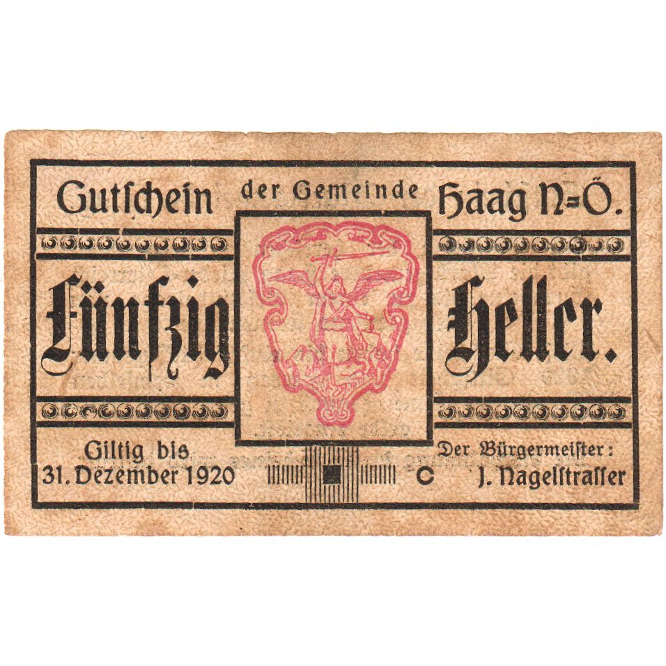 Autriche, Haag, 50 Heller, 1920-12-31, TTB