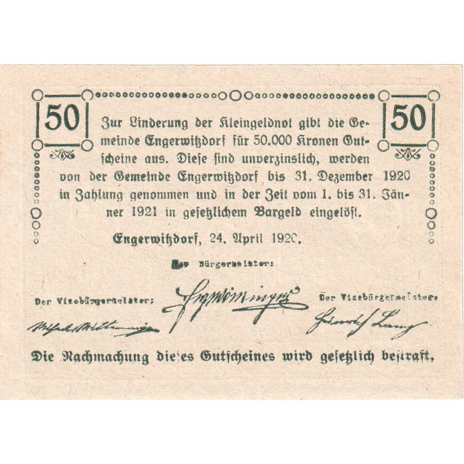 Austria, Engerwitzdorf, 50 Heller, 1920-12-31, SC