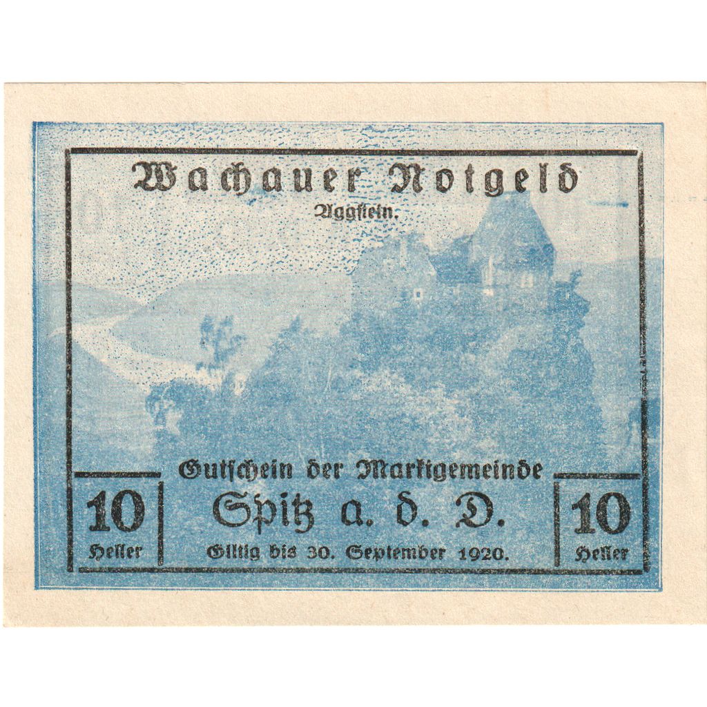 Áustria, Spitz an der Donau, 10 Heller, 1920-09-30, UNC(63)