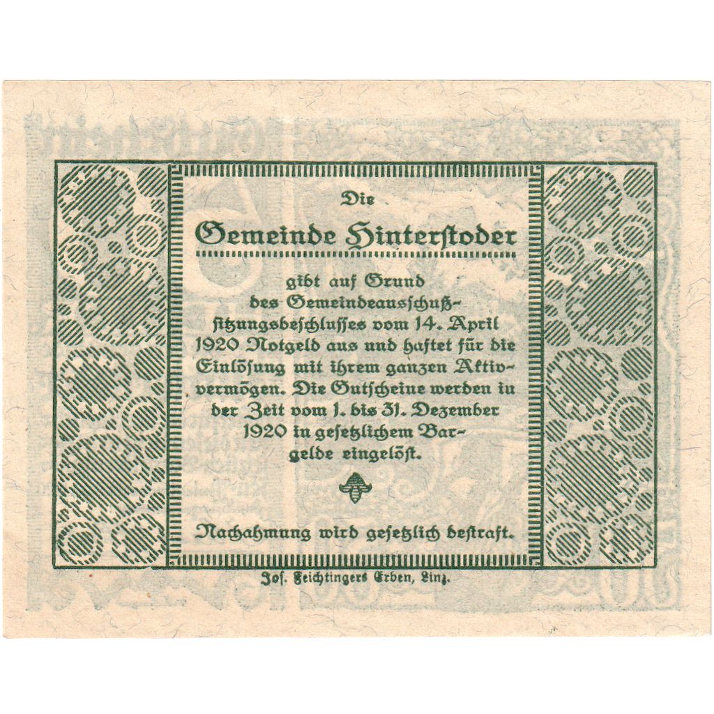 Autriche, Hinterstoder, 50 Heller, 1920-12-31, SPL