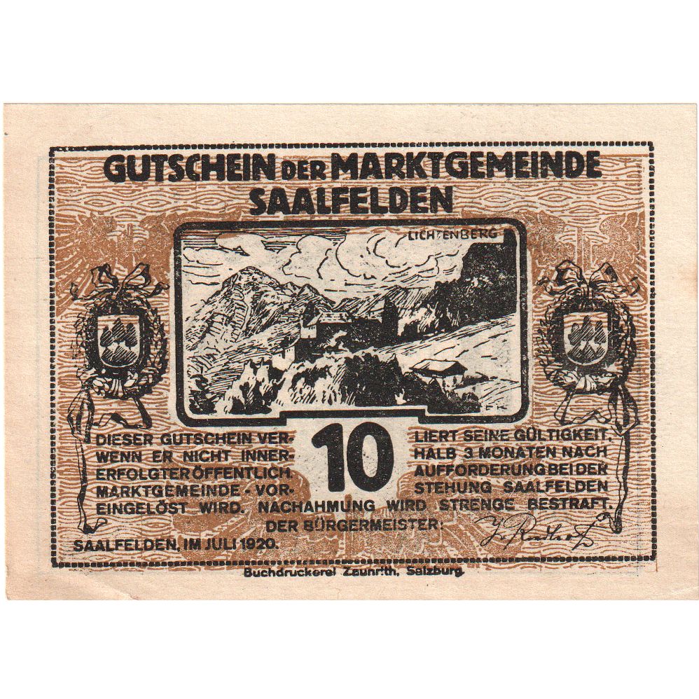 Austria, Saalfelden, 10 Heller, EBC