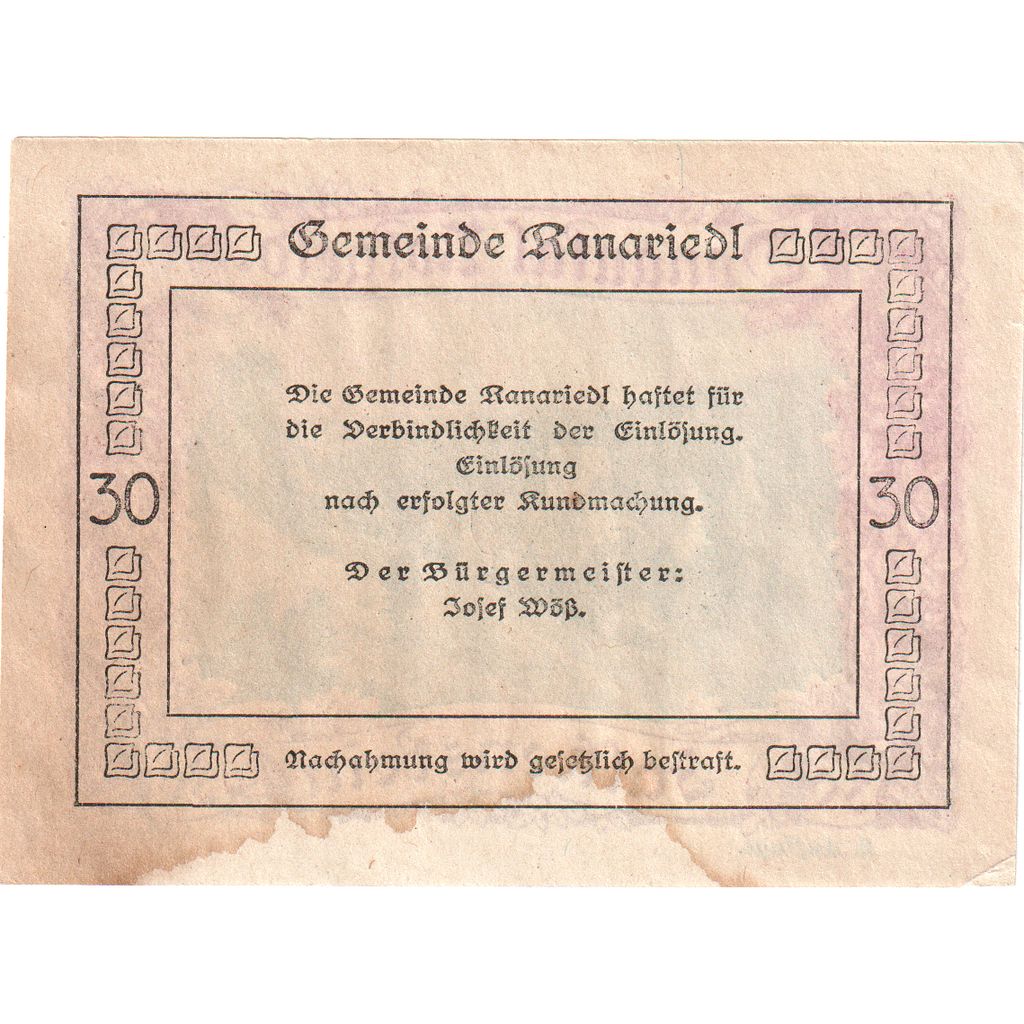 Oostenrijk, Falkenstein, 30 Heller, TTB