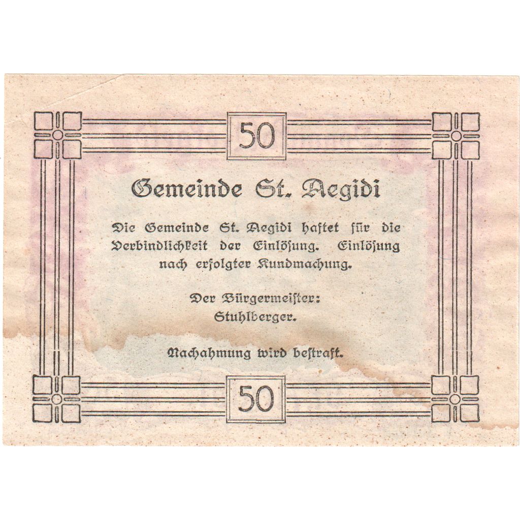 Austria, St Aegidi, 50 Heller, EF(40-45)