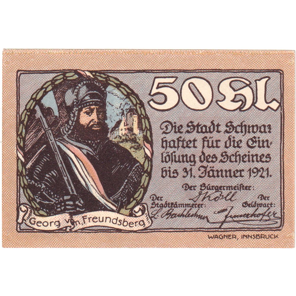 Oostenrijk, Schwaz, 50 Heller, 1920-12-31, SPL