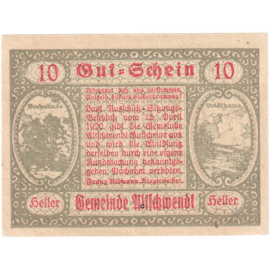 Austria, Altschwendt, 10 Heller, MBC
