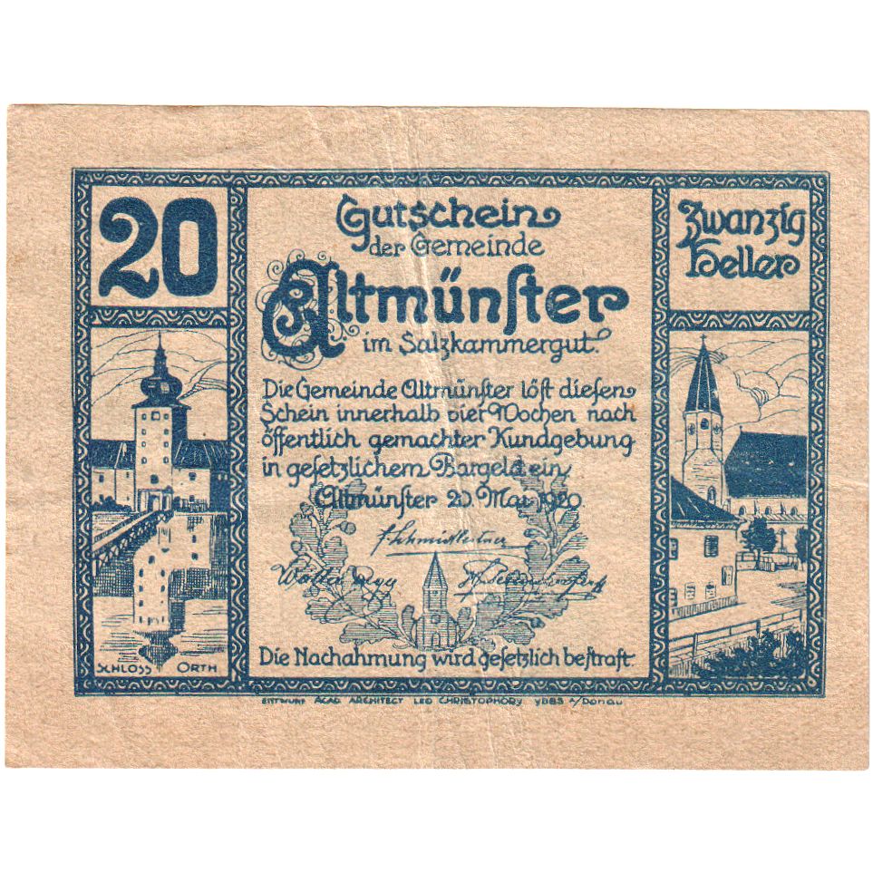 Oostenrijk, Altmünster, 20 Heller, 1920-05-20, SPL