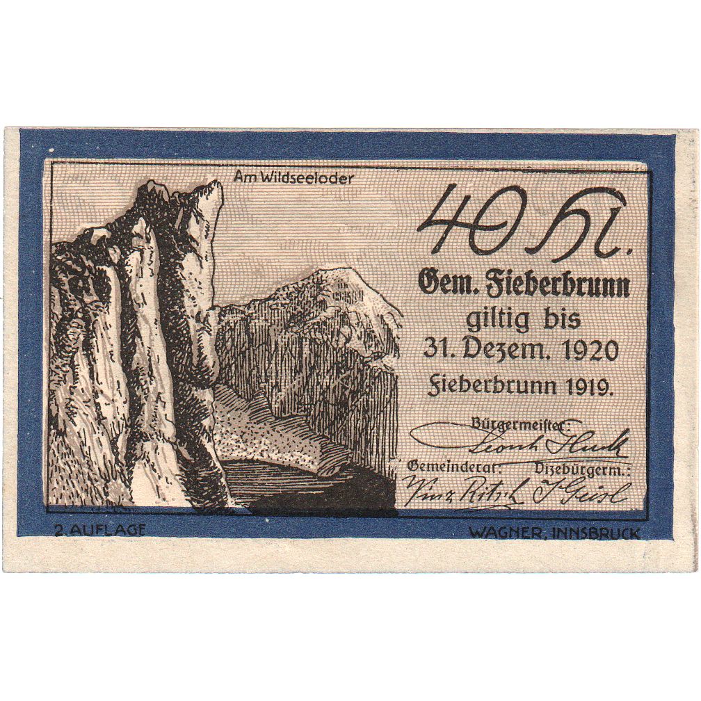 Oostenrijk, Fieberbrunn, 40 Heller, 1920-12-31, SPL