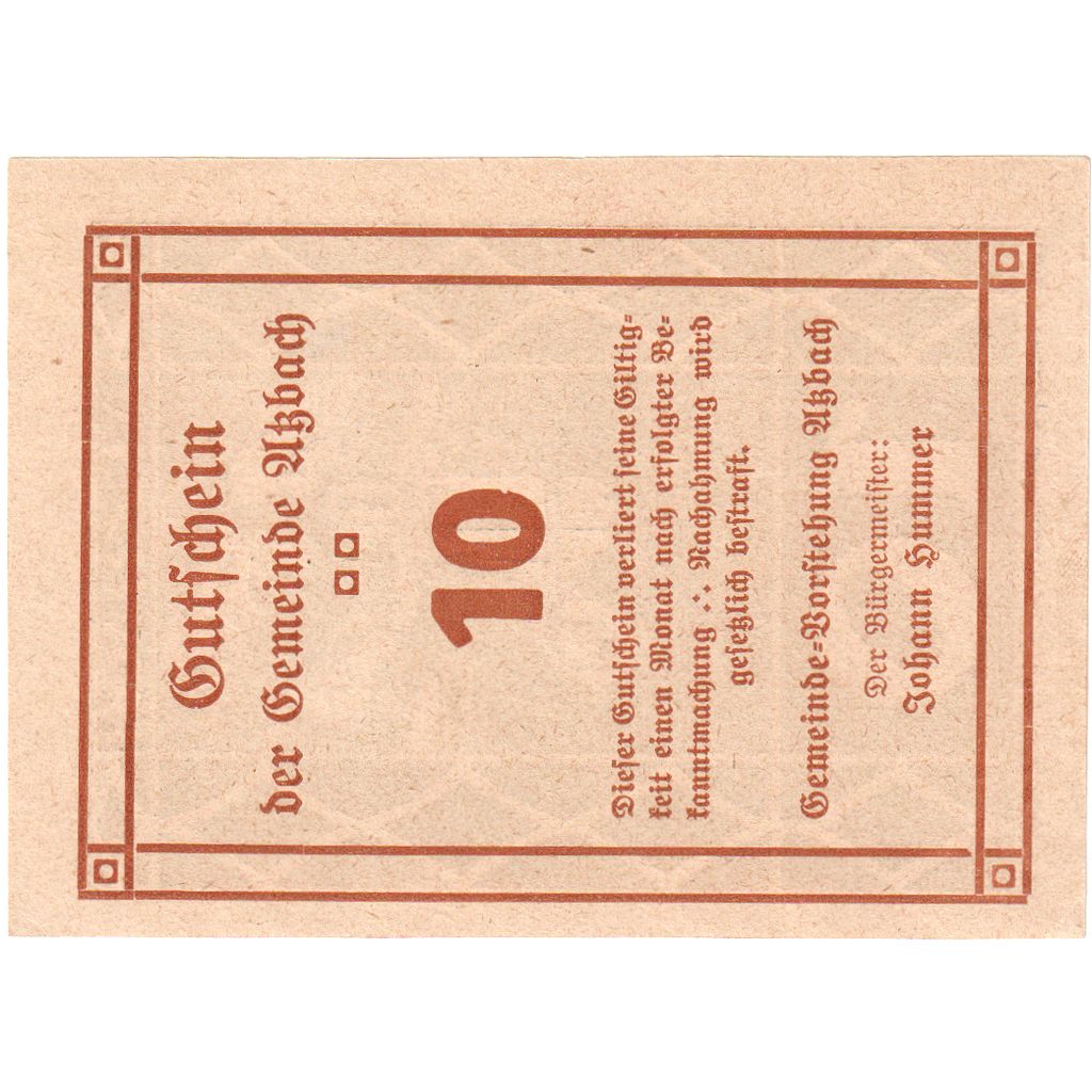 Autriche, Atzbach, 10 Heller, SPL