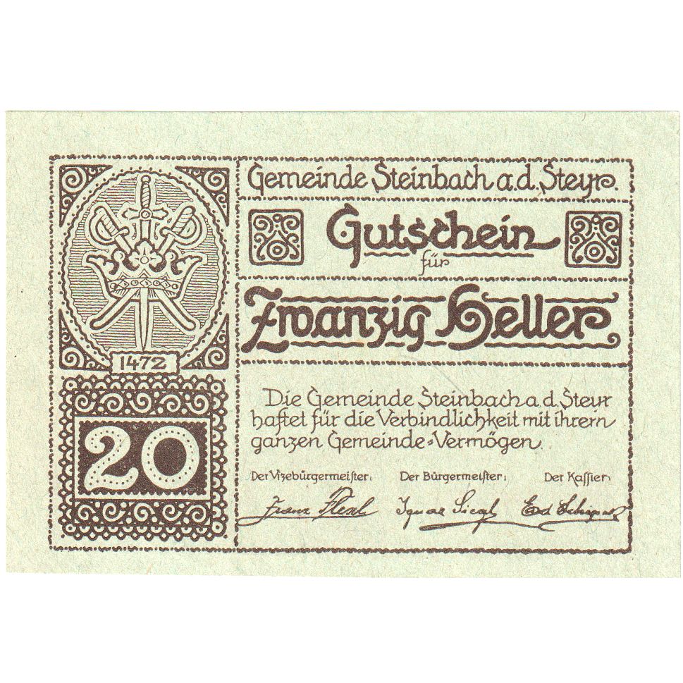Oostenrijk, Steinbach an der Steyr, 20 Heller, 1920-12-31, SPL