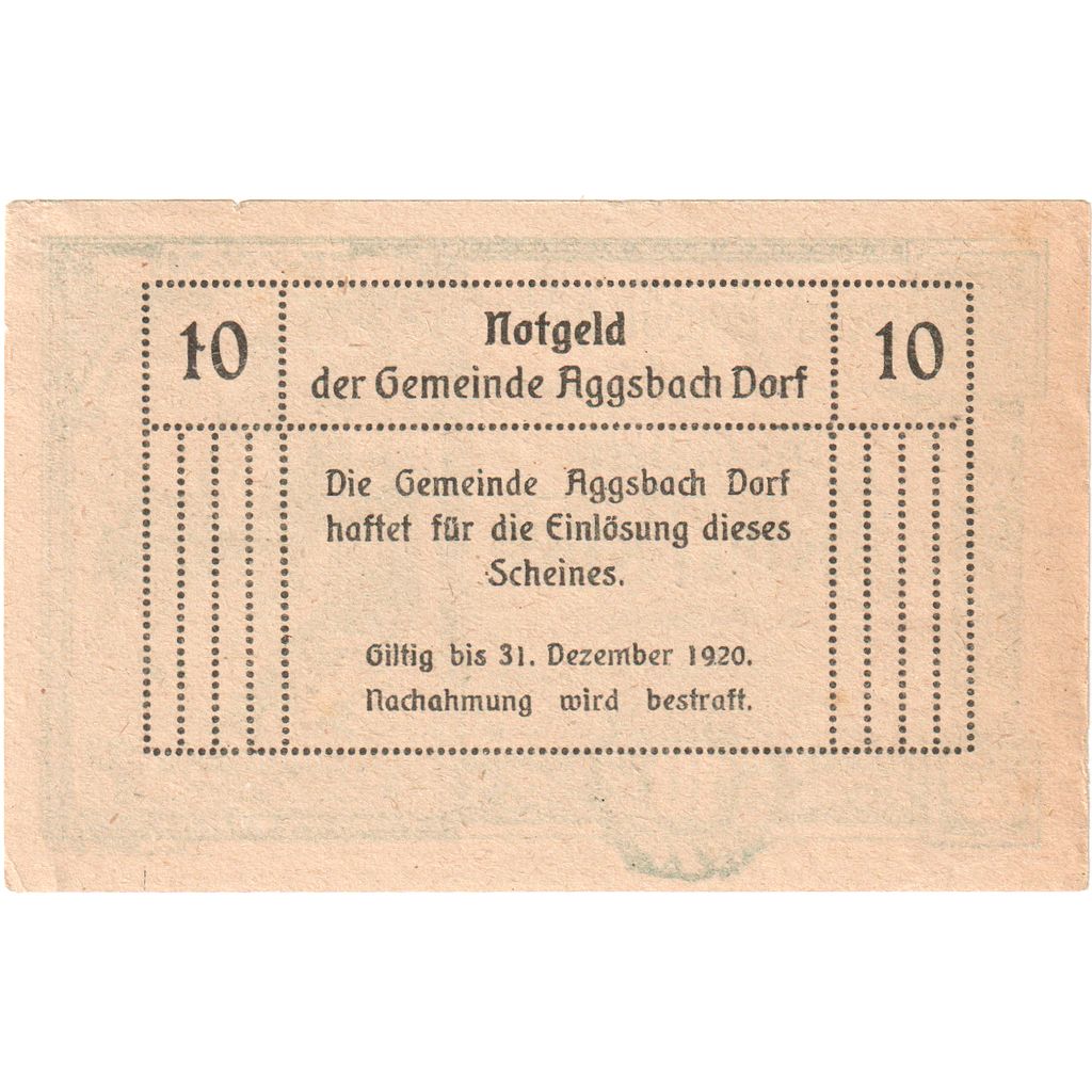 Oostenrijk, Aggsbach Dorf, 10 Heller, 1920-12-31, TTB