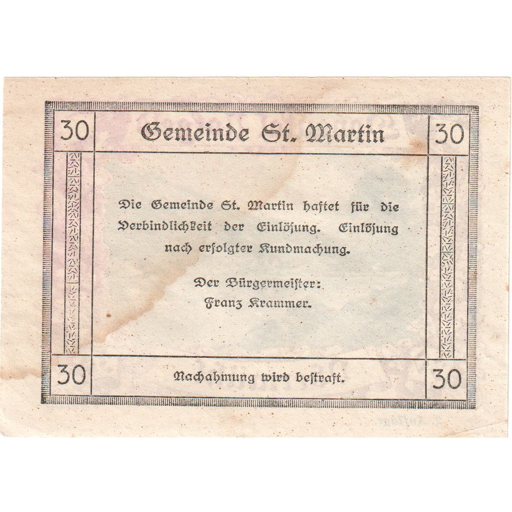 Oostenrijk, Dhermühl, 30 Heller, TTB