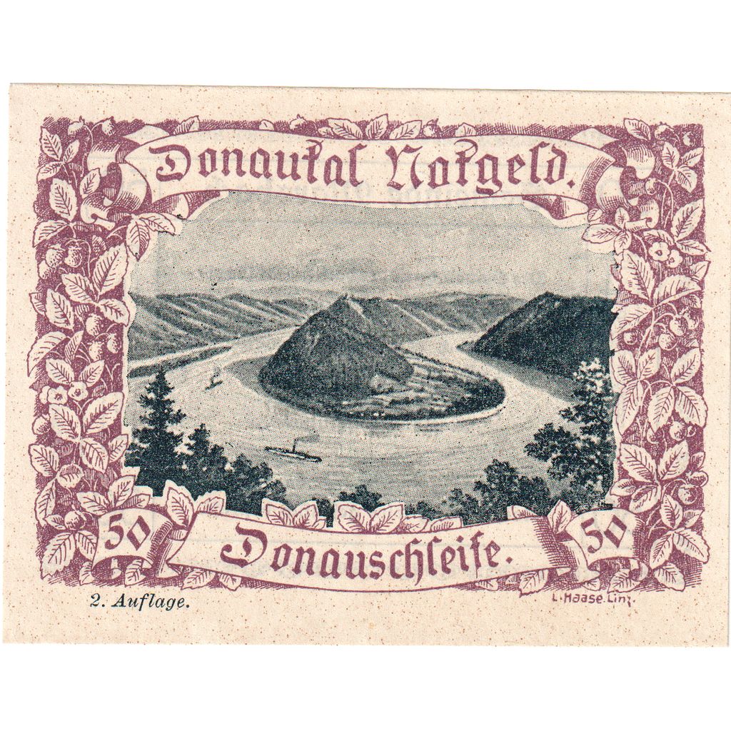 Österreich, Donauschleife, 50 Heller, UNZ-
