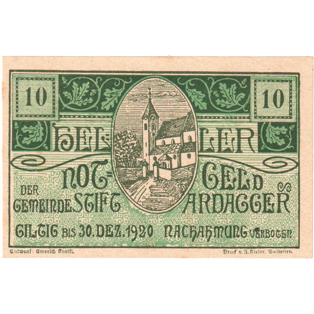 Oostenrijk, Stift Ardagger, 10 Heller, 1920-12-30, SPL