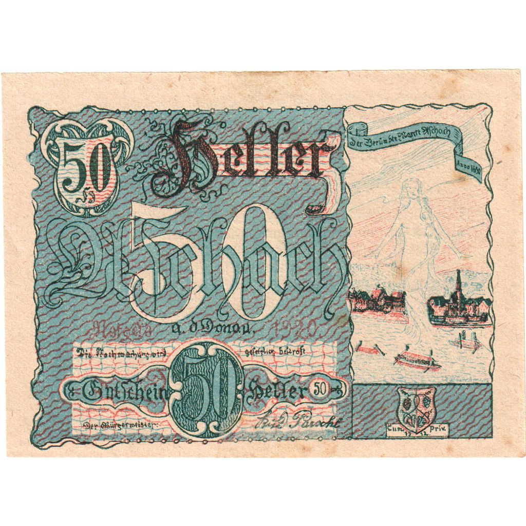 Österreich, Aschach, 50 Heller, SS