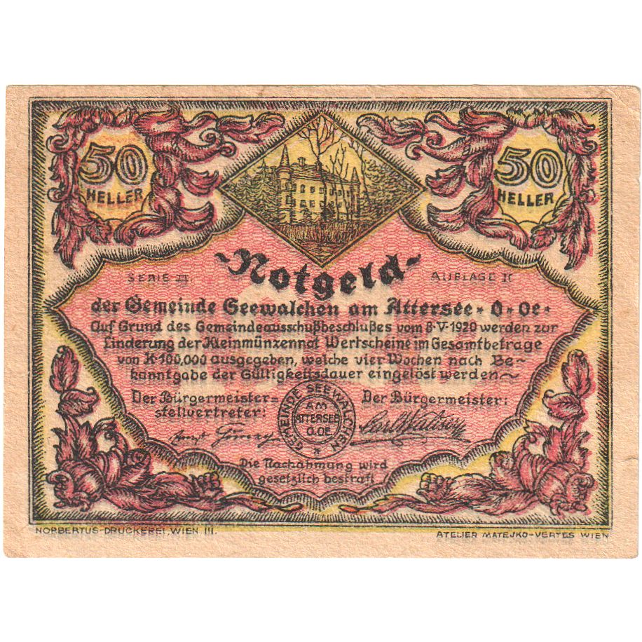 Österreich, Attersee, 50 Heller, VZ