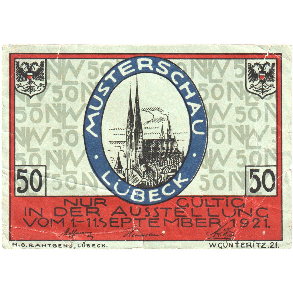 Niemcy, Lübeck, 50 Pfennig, 1921-09-01, VF(20-25)