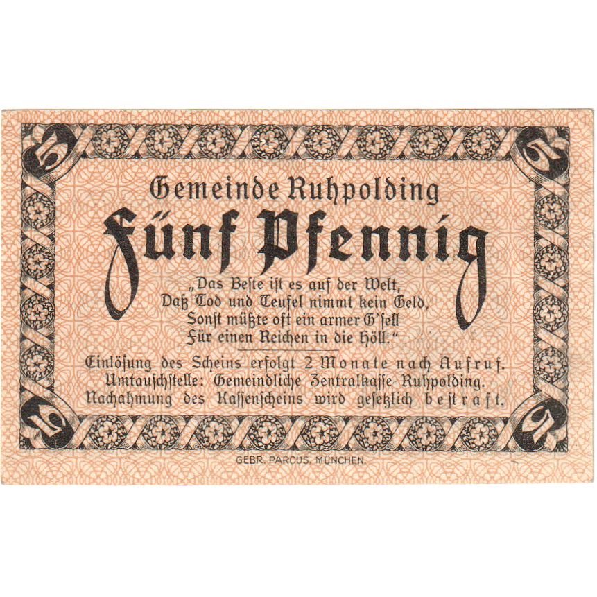Deutschland, Ruhpolding, 5 Pfennig, 1920-10-19, SS+