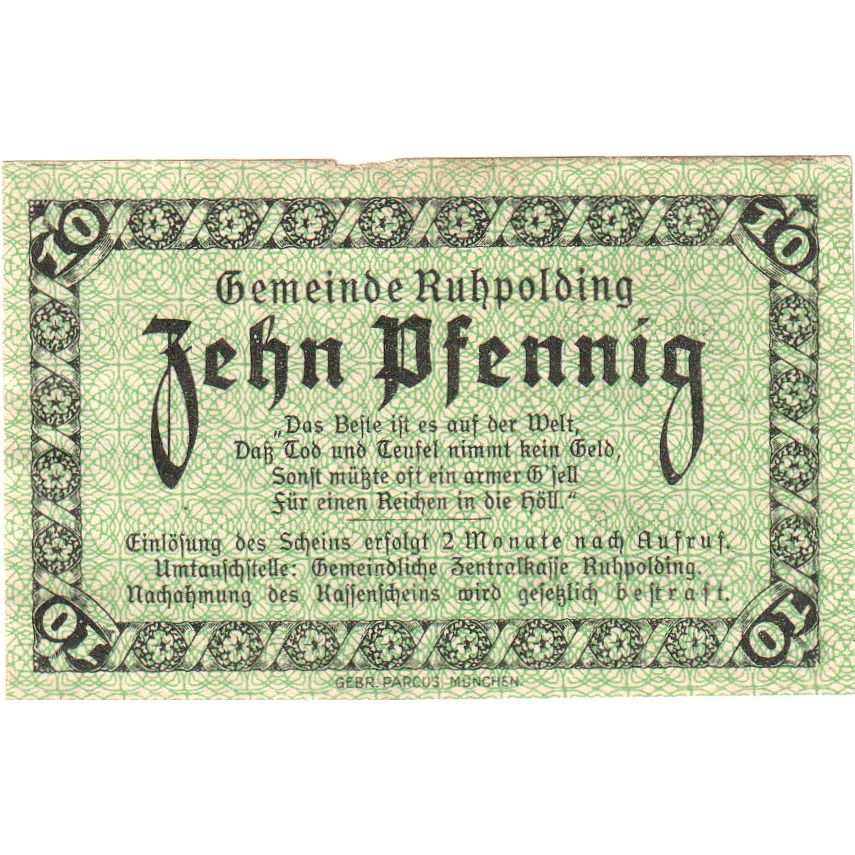 Deutschland, Ruhpolding, 10 Pfennig, 1920-10-19, SS