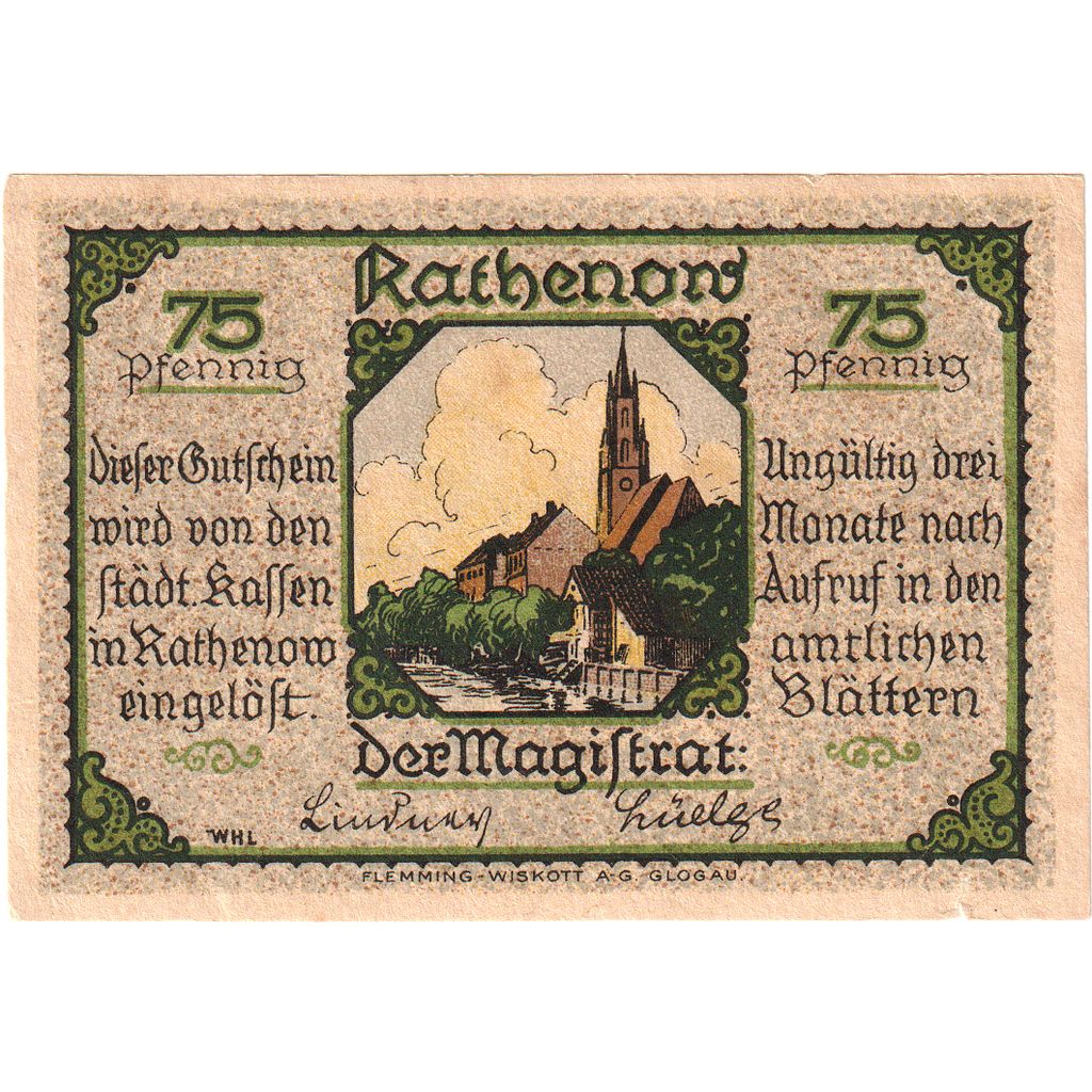 Deutschland, Rathenow, 75 Pfennig, UNZ-