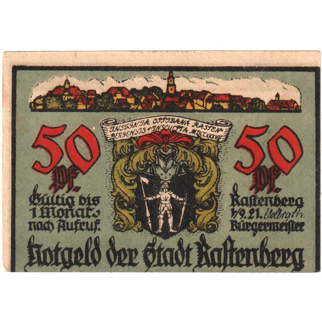 Alemania, Rastenberg, 50 Pfennig, 1921-09-01, MBC+