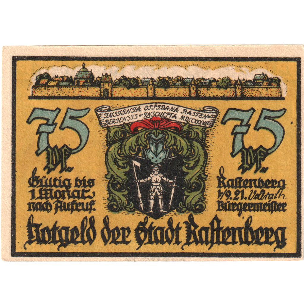 Alemania, Rastenberg, 75 Pfennig, 1921-09-01, EBC