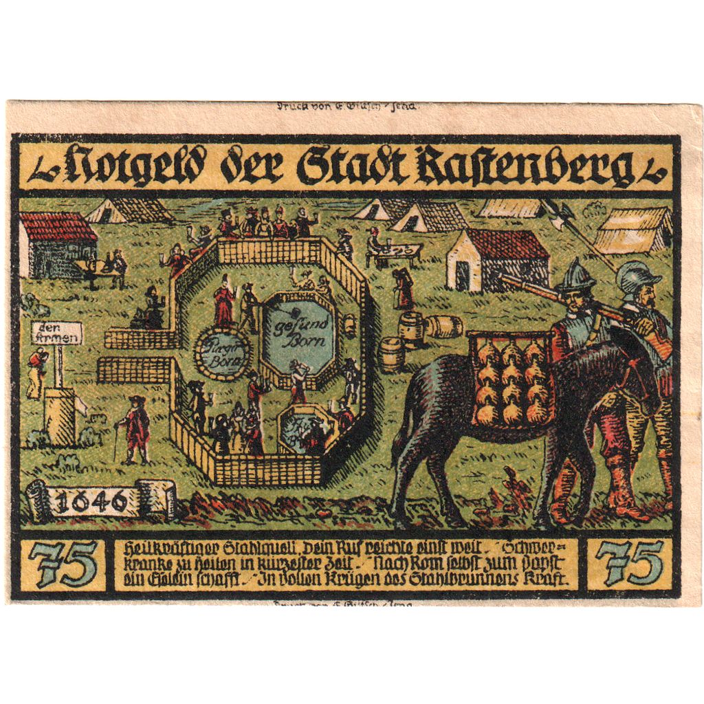 Alemania, Rastenberg, 75 Pfennig, 1921-09-01, EBC