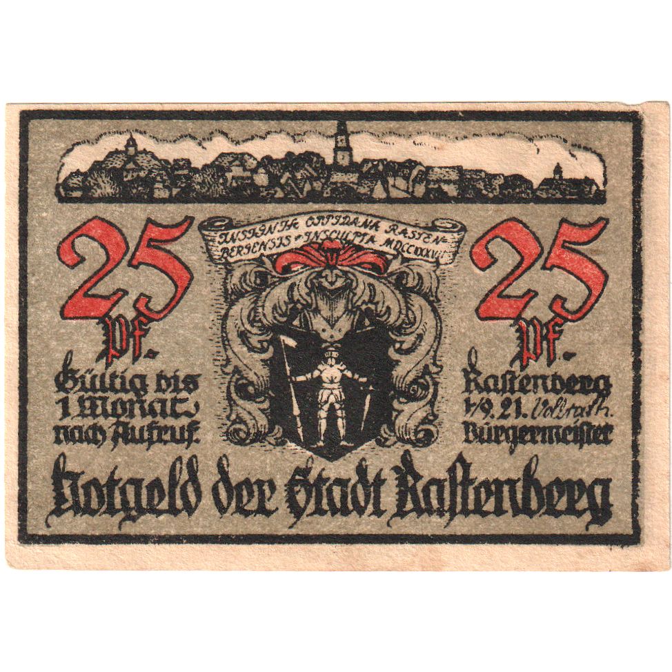 Alemania, Rastenberg, 25 Pfennig, 1921-09-01, EBC