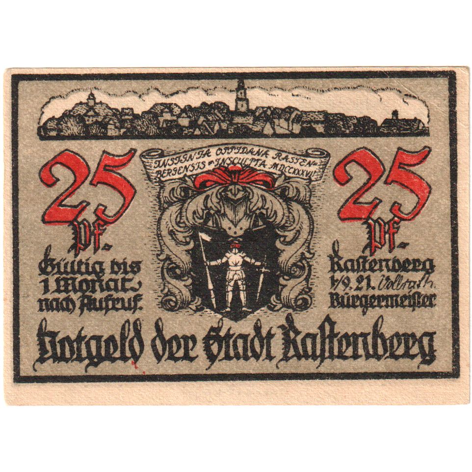 Alemania, Rastenberg, 25 Pfennig, 1921-09-01, SC