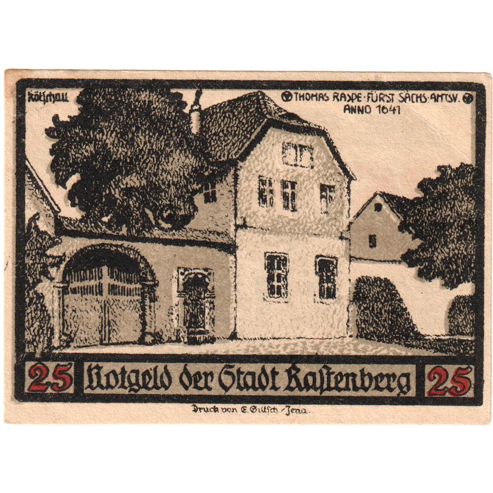 Alemania, Rastenberg, 25 Pfennig, 1921-09-01, SC