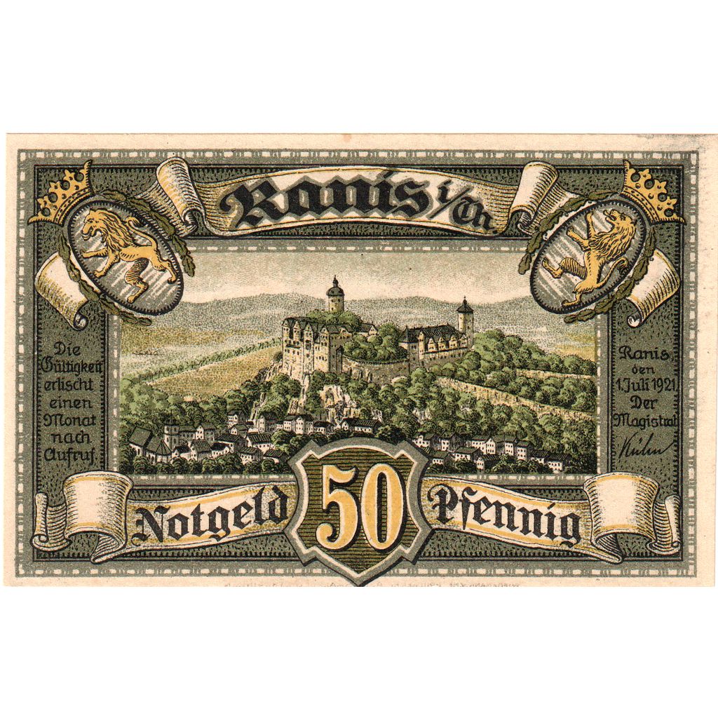 Alemania, Ranis in Thür, 50 Pfennig, 1921-07-01, SC