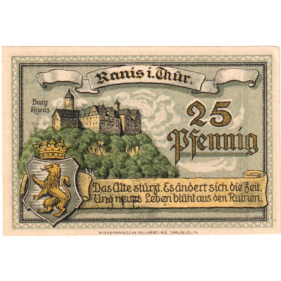 Alemania, Ranis in Thür, 25 Pfennig, 1921-07-01, SC