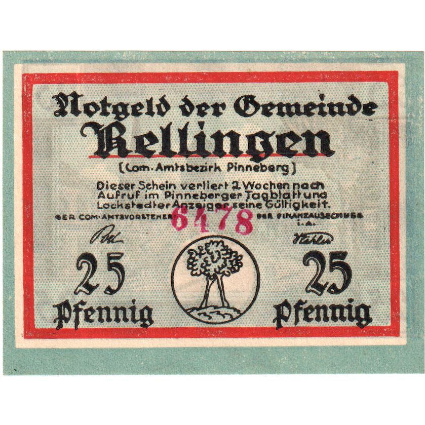 Deutschland, Rellingen, 25 Pfennig, UNZ-