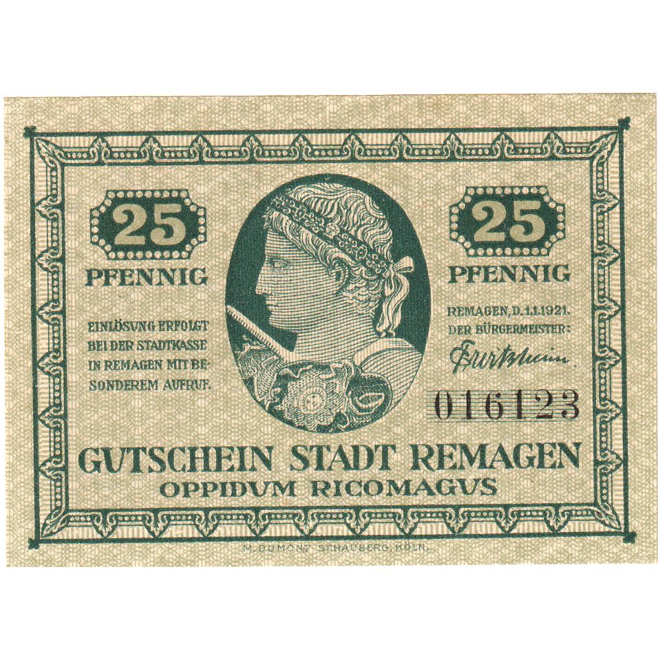 Deutschland, Remagen, 25 Pfennig, UNZ-