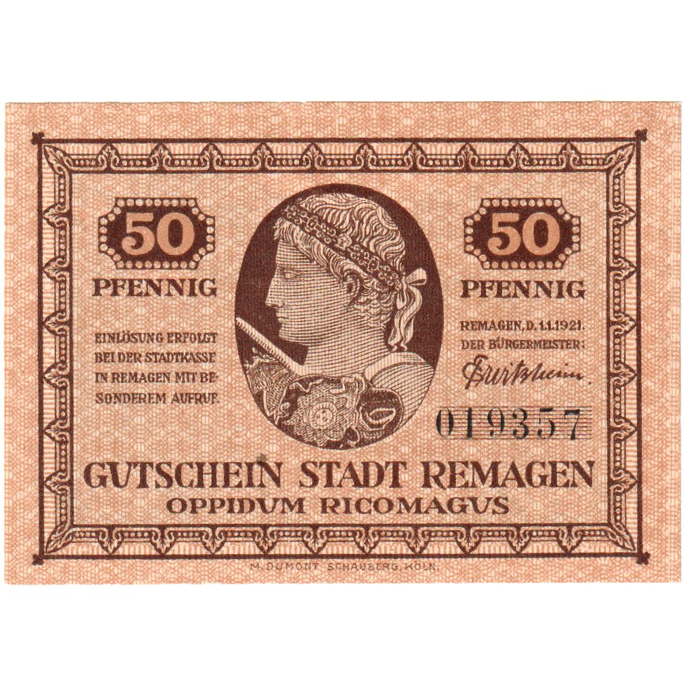 Deutschland, Remagen, 50 Pfennig, UNZ-
