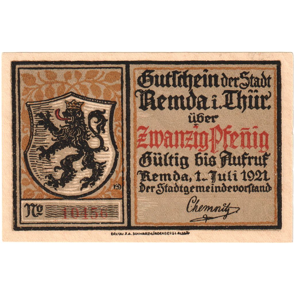 Deutschland, Remda, 20 Pfennig, 1921-07-01, UNZ-