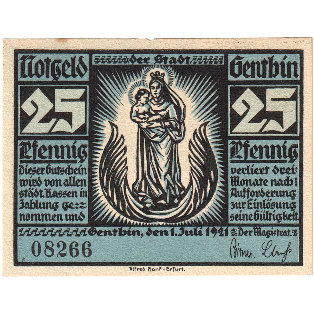 Alemania, Genthin, 25 Pfennig, 1921-07-01, EBC